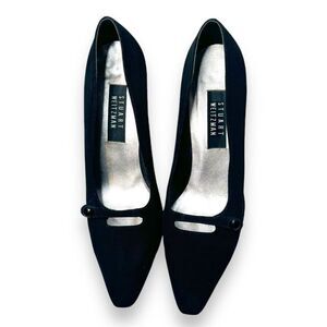 Stuart Weitzman Vintage Black Satin Fabric Almond Toe Heels Women’s Size 10 B